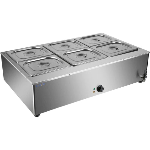 Commercial Electric Bain Marie 6xGN1/2 3000W Countertop 1080x750x275mm - HB1080