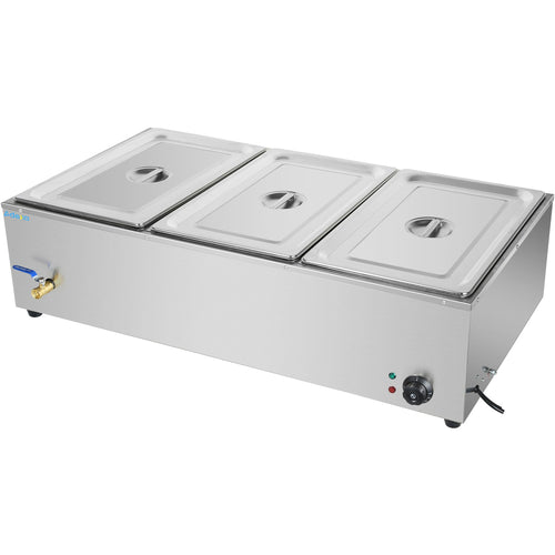 Commercial XL Bain Marie with Drain Tap 3xGN1/1 1040x560x280mm - HB3XL