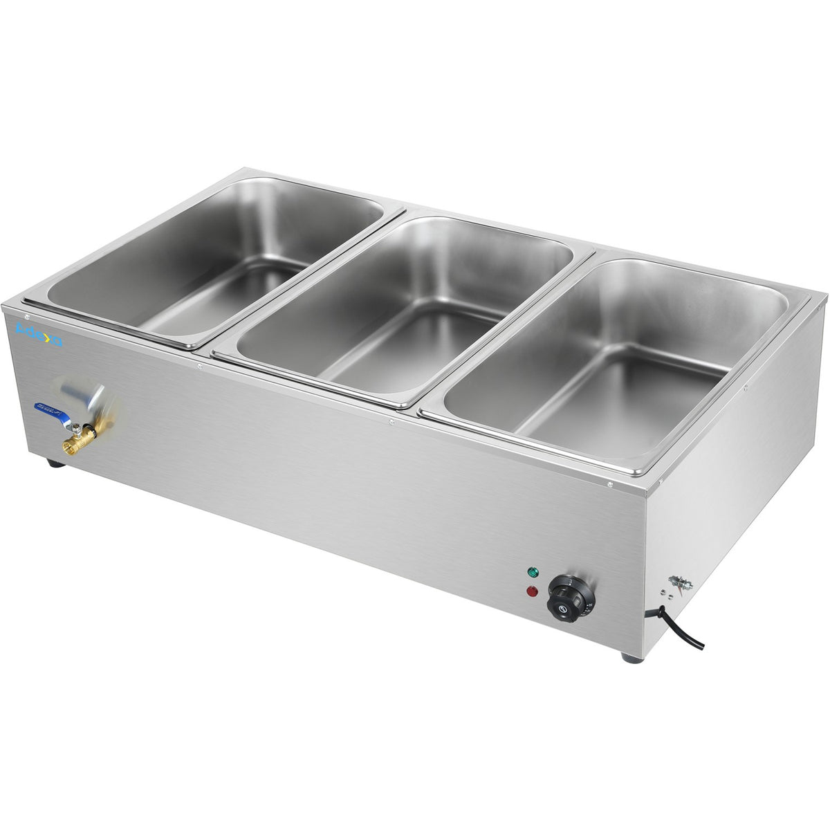 Commercial XL Bain Marie with Drain Tap 3xGN1/1 1040x560x280mm - HB3XL