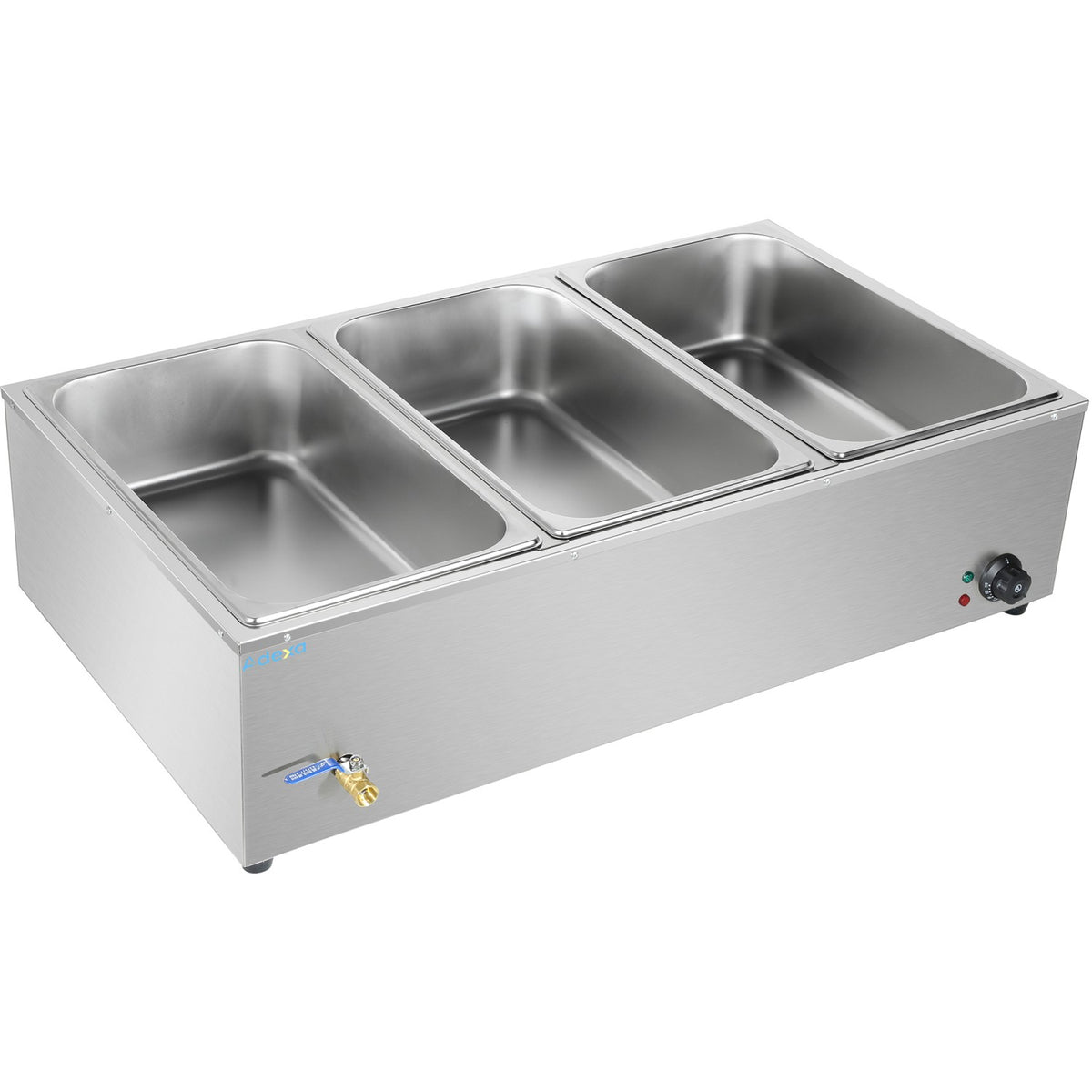 Commercial XL Bain Marie with Drain Tap 3xGN1/1 1040x560x280mm - HB3XL