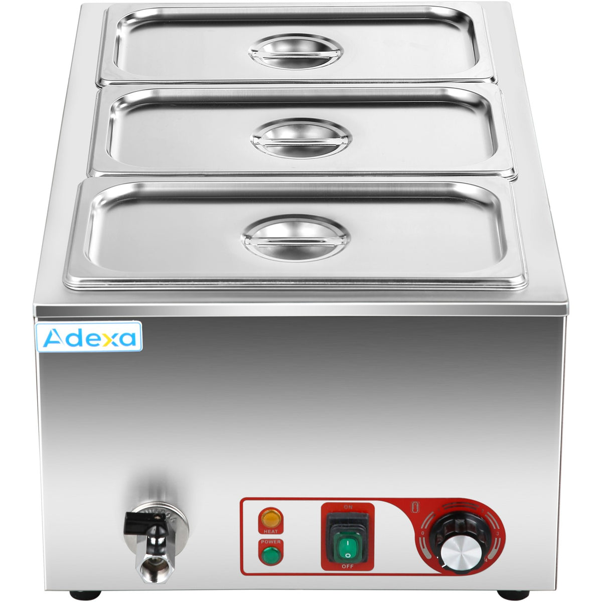 Commercial Bain Marie with Drain Tap 3xGN1/3 Including 3 containers with lid - HB3