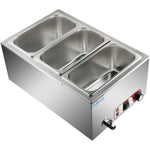 Commercial Bain Marie with Drain Tap 3xGN1/3 Including 3 containers with lid - HB3