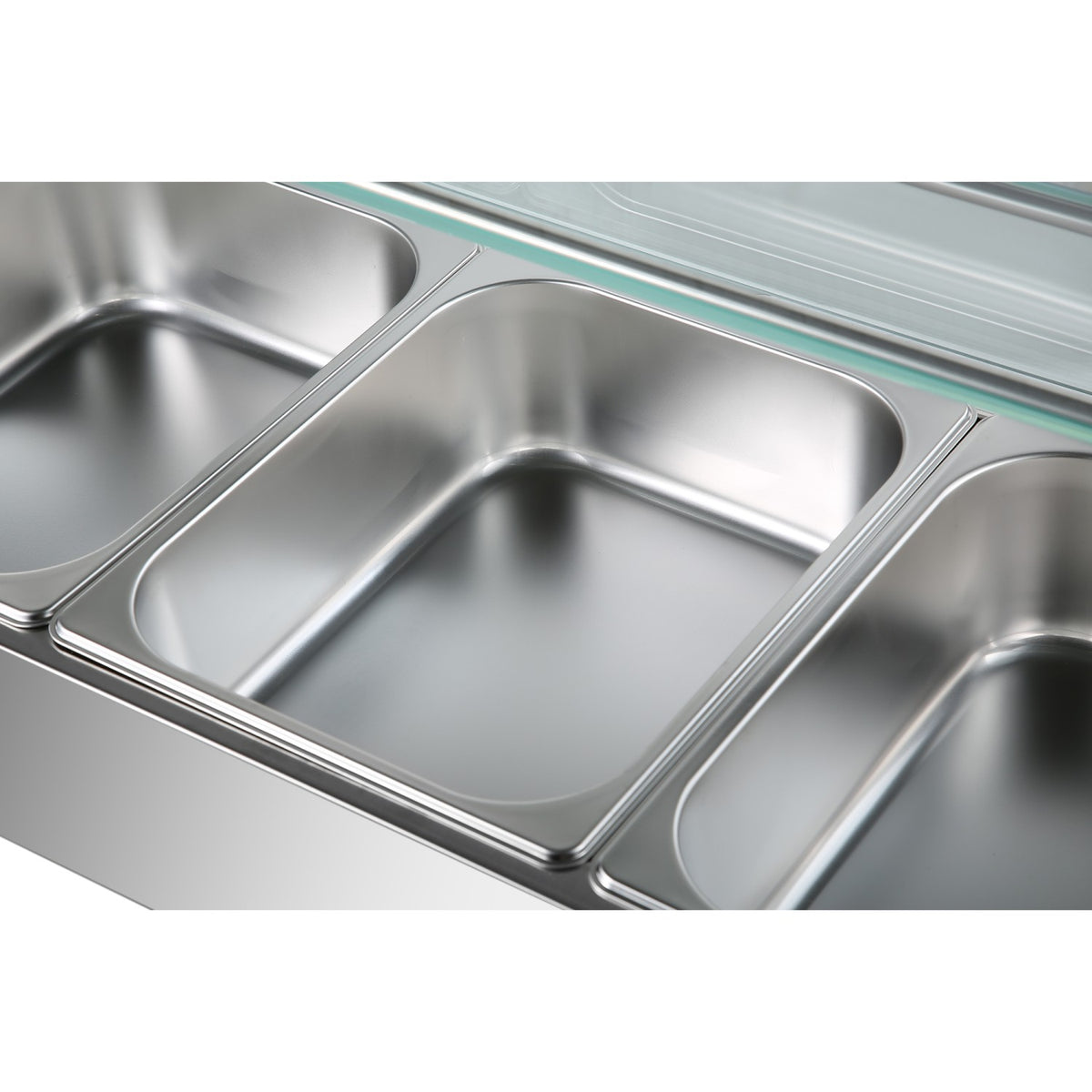 Commercial Bain Marie with Glass top sneeze guard 3xGN1/2 - HBM23