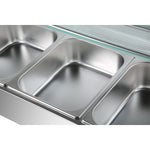 Commercial Bain Marie with Glass top sneeze guard 3xGN1/2 - HBM23