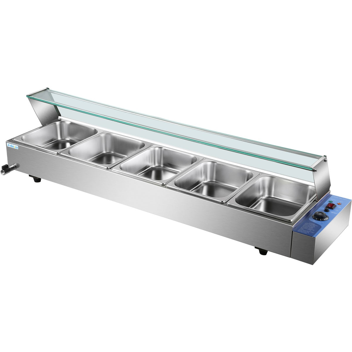Commercial Bain Marie with Glass top sneeze guard 5xGN1/2 - HBM25