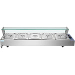 Commercial Bain Marie with Glass top sneeze guard 5xGN1/2 - HBM25