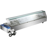 Commercial Bain Marie with Glass top sneeze guard 5xGN1/2 - HBM25