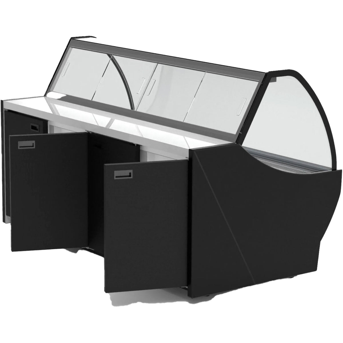 Serve over Deli counter Curved glass front Width 1520mm Black - HC84V1052