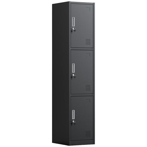 Commercial Black 3 Door Locker 380x450x1800mm - HDGZ03BLACK