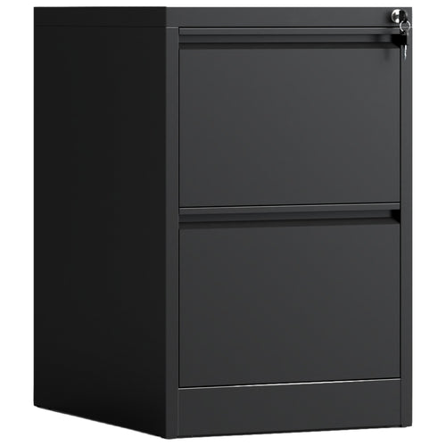 Professional 2 Drawer Filing Cabinet 460 x 600 x 716mm Black - HDKF02BLACK