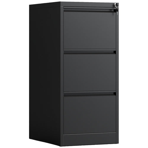 Professional 3 Drawer Filing Cabinet 460 x 600 x 1015mm Black - HDKF03BLACK