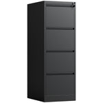 Professional 4 Drawer Filing Cabinet 460 x 600 x 1315mm Black - HDKF04BLACK