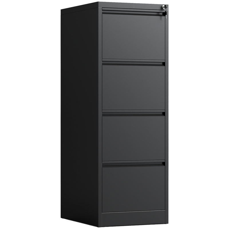 Professional 4 Drawer Filing Cabinet 460 x 600 x 1315mm Black - HDKF04BLACK