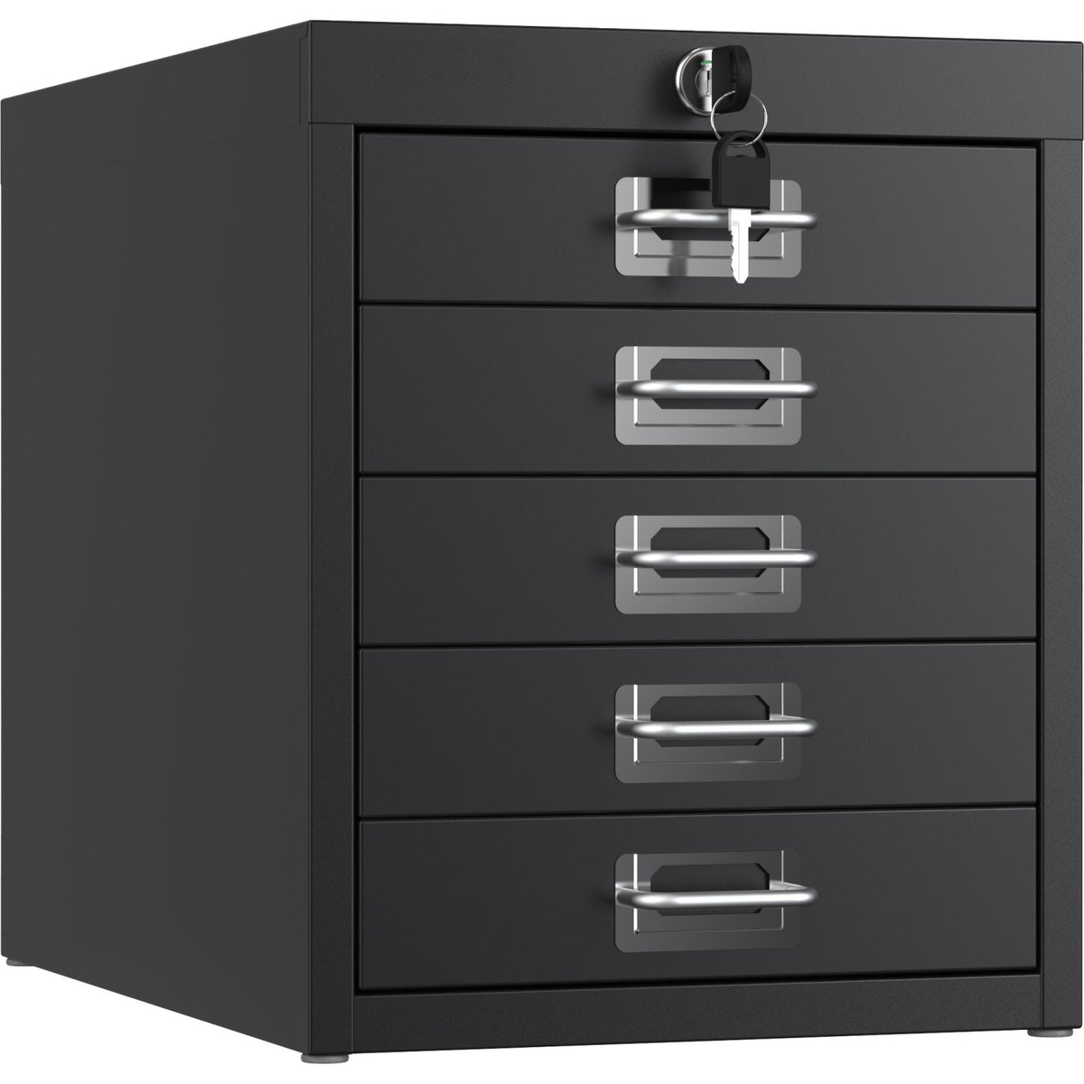 Professional 5-Drawer Lockable Metal Storage Cabinet 280x425x342mm Black - HDKS05LOCKBLACK