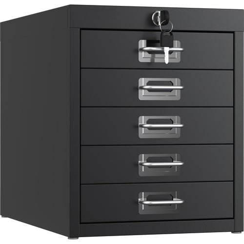 Professional 5-Drawer Lockable Metal Storage Cabinet 280x425x342mm Black - HDKS05LOCKBLACK