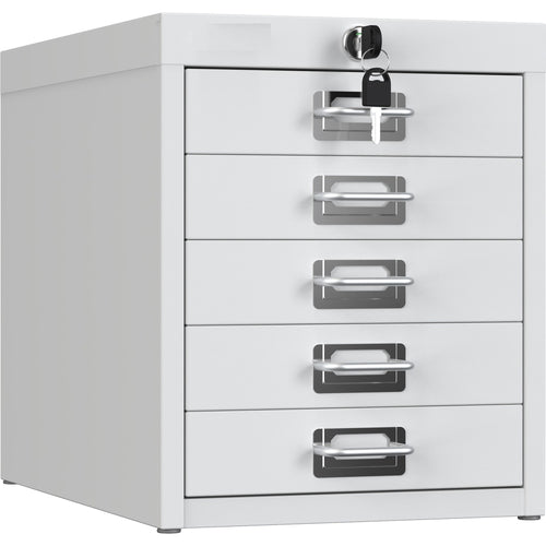 Professional 5-Drawer Lockable Metal Storage Cabinet 280x425x342mm White - HDKS05LOCKWHITE