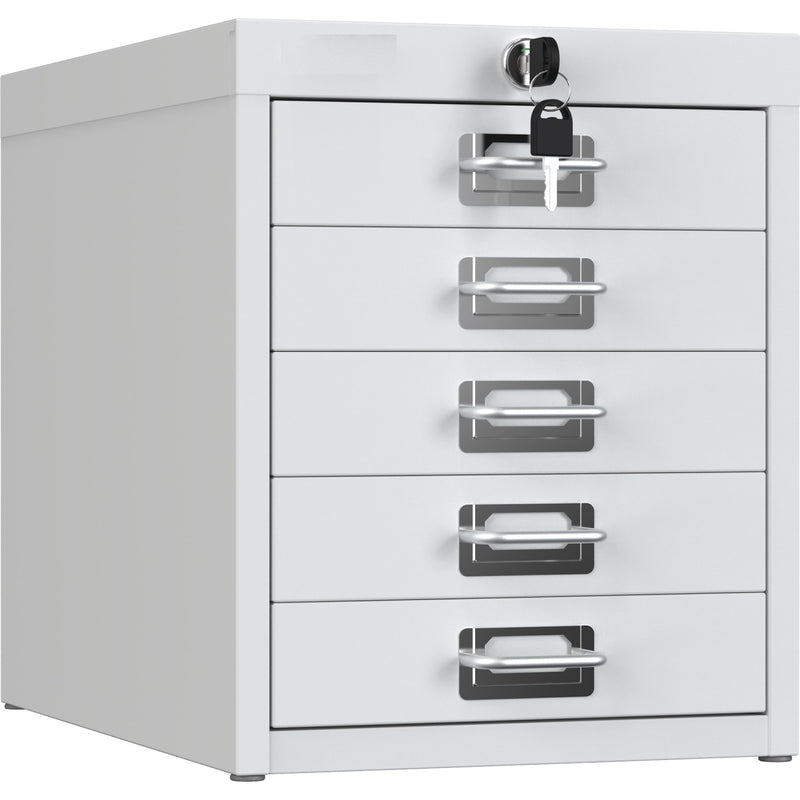Professional 5-Drawer Lockable Metal Storage Cabinet 280x425x342mm White - HDKS05LOCKWHITE