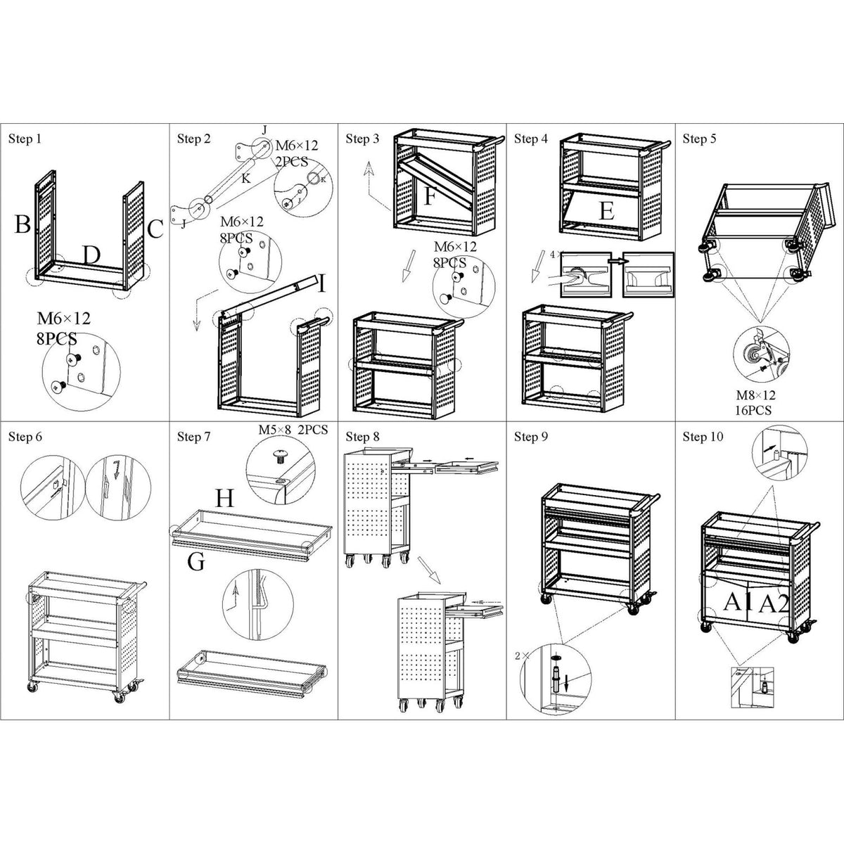 Professional Mobile Tool Cabinet with Drawer & Storage Shelves 720x350x837mm - HDWTC01