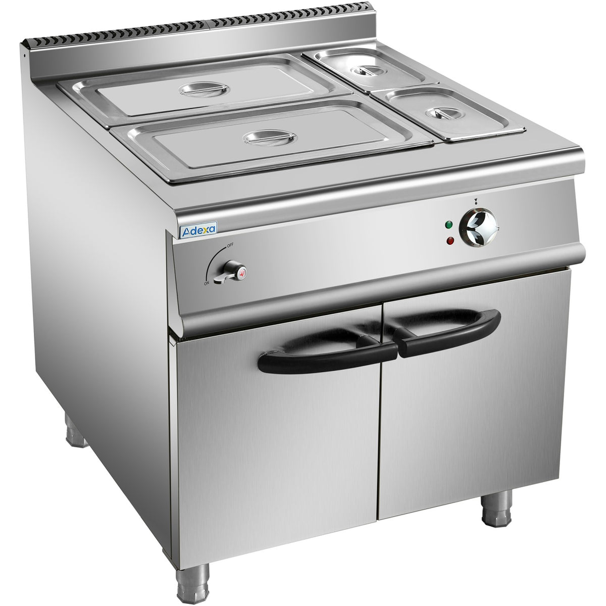 Commercial Electric Bain Marie with Cabinet 2xGN1/1 + 2xGN1/3 6kW 900mm Depth - HEB909A