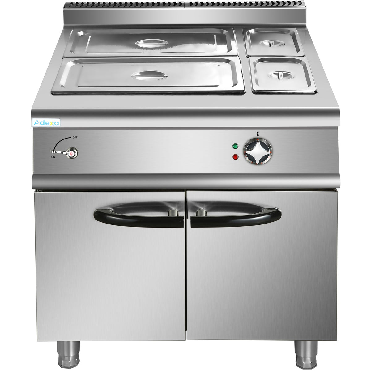 Commercial Electric Bain Marie with Cabinet 2xGN1/1 + 2xGN1/3 6kW 900mm Depth - HEB909A
