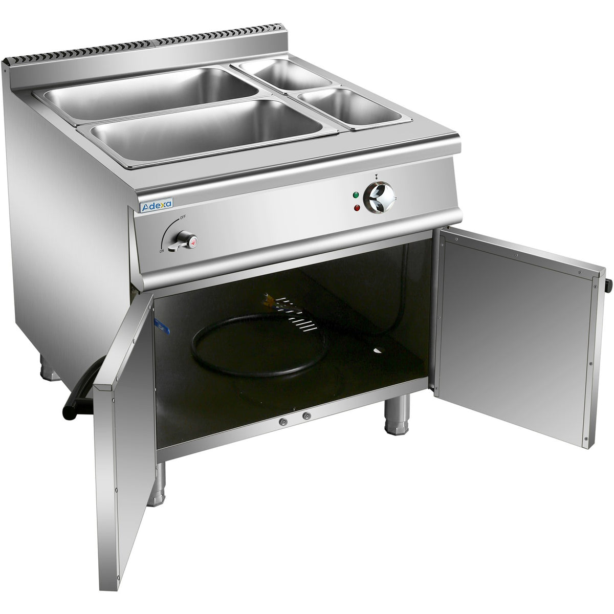 Commercial Electric Bain Marie with Cabinet 2xGN1/1 + 2xGN1/3 6kW 900mm Depth - HEB909A