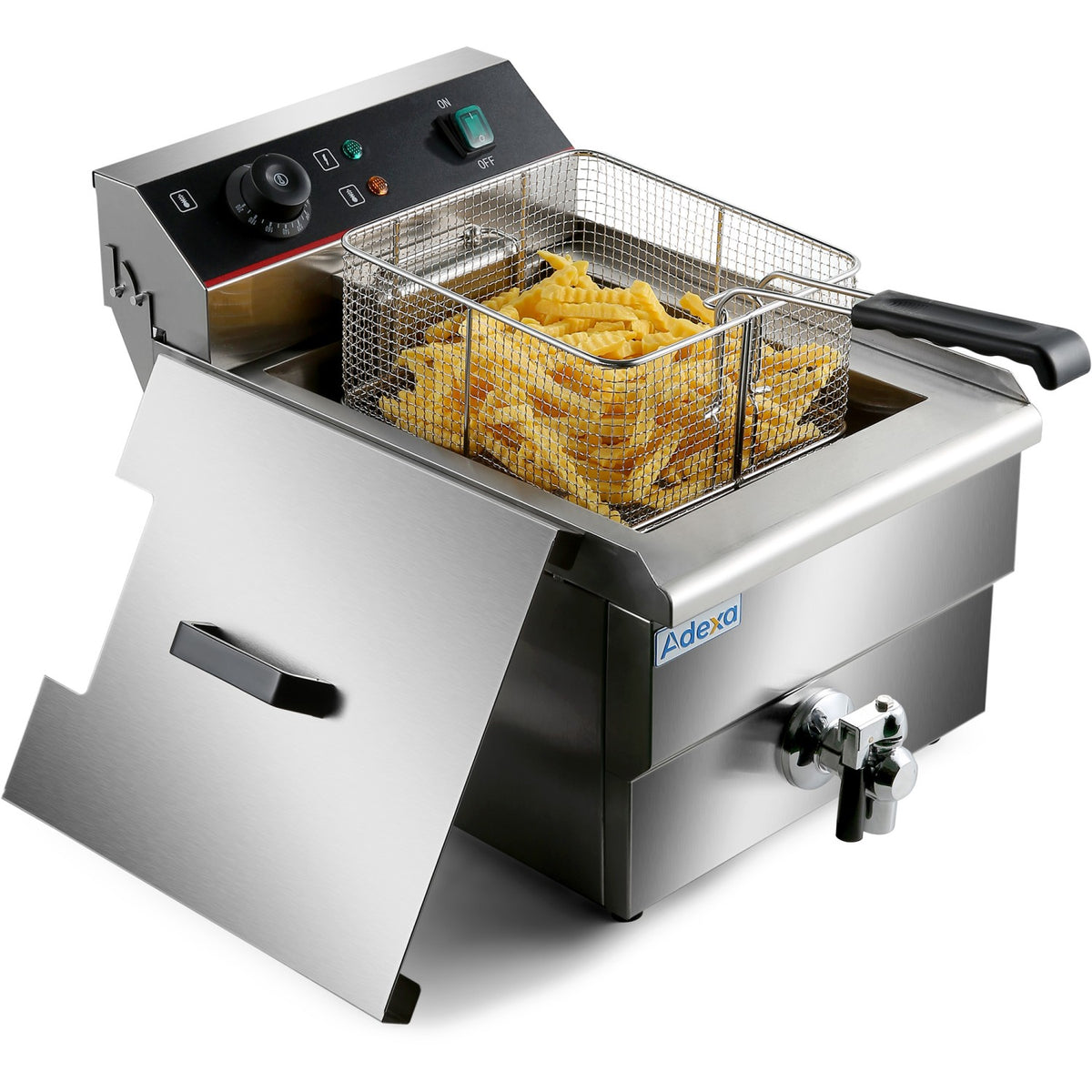 Commercial Fryer Single Electric 10 litre 3kW Countertop Drainage tap - HEF101V