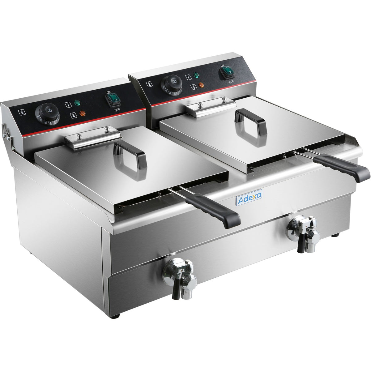 Commercial Fryer Double Electric 2x10 litre 6kW Countertop Drainage tap - HEF102V