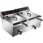 Commercial Fryer Double Electric 2x10 litre 6kW Countertop Drainage tap - HEF102V
