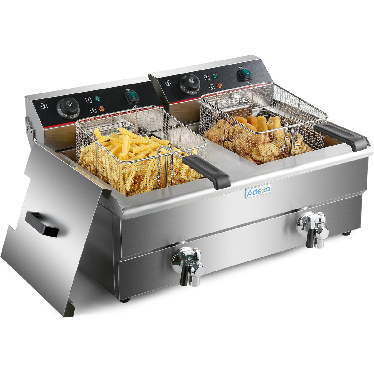 Commercial Fryer Double Electric 2x10 litre 6kW Countertop Drainage tap - HEF102V