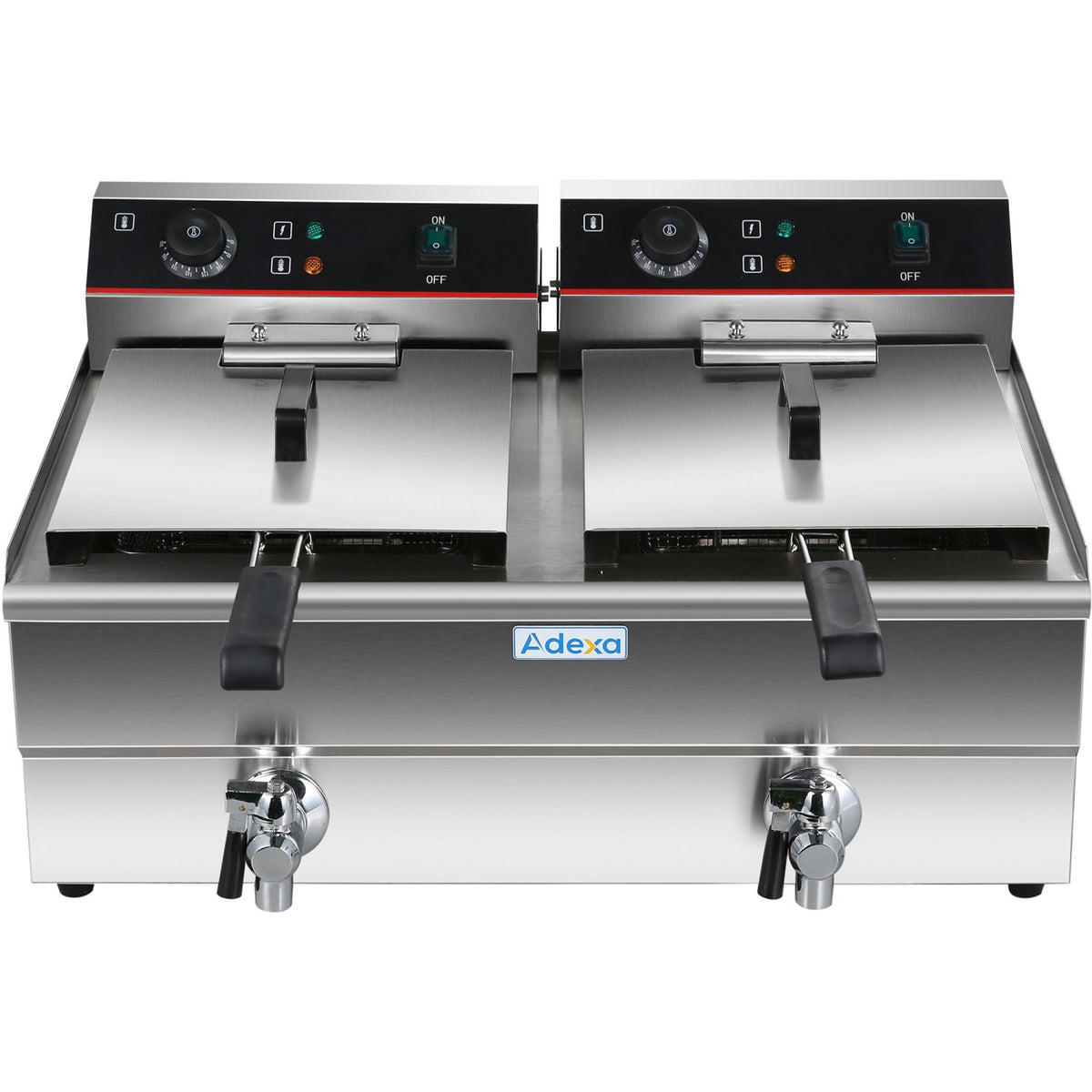 Commercial Fryer Double Electric 2x10 litre 6kW Countertop Drainage tap - HEF102V