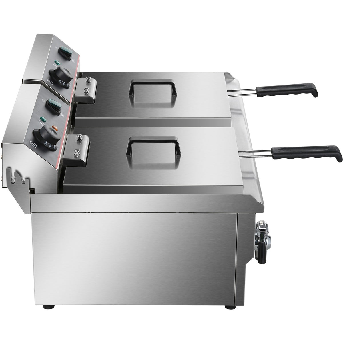 Commercial Fryer Double Electric 2x10 litre 6kW Countertop Drainage tap - HEF102V