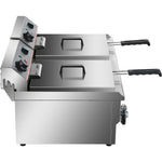 Commercial Fryer Double Electric 2x10 litre 6kW Countertop Drainage tap - HEF102V