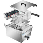 Commercial Fryer Single Electric 10 litre 3kW Countertop Drainage tap - HEF131V