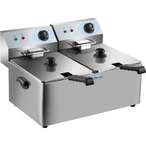 Commercial Fryer Double Electric 2 x 8 litre 6.5kW Countertop - HEF8L2