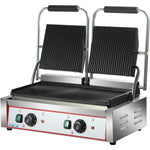Heavy Duty Twin Panini Contact grill Ribbed 3.6kW Dual Zone - HEG813