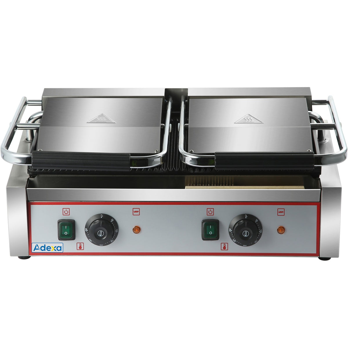 Heavy Duty Twin Panini Contact grill Ribbed 3.6kW Dual Zone - HEG813