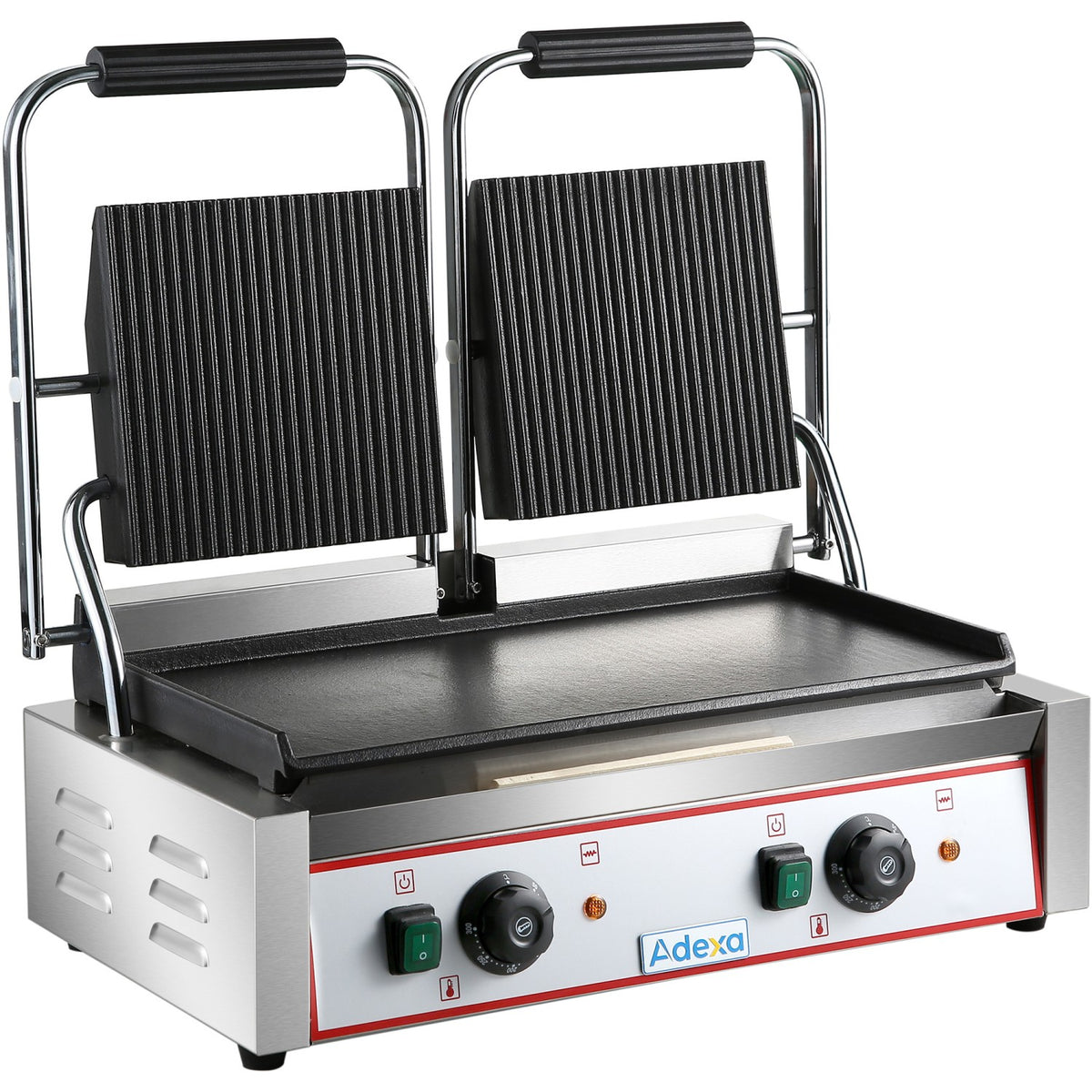 Heavy Duty Twin Panini Contact grill Ribbed/Smooth 3.6kW Dual Zone - HEG813A