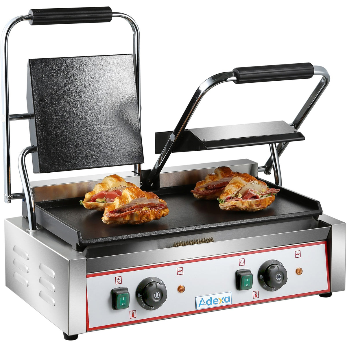 Heavy Duty Twin Panini Contact grill Smooth 3.6kW Dual Zone - HEG813B