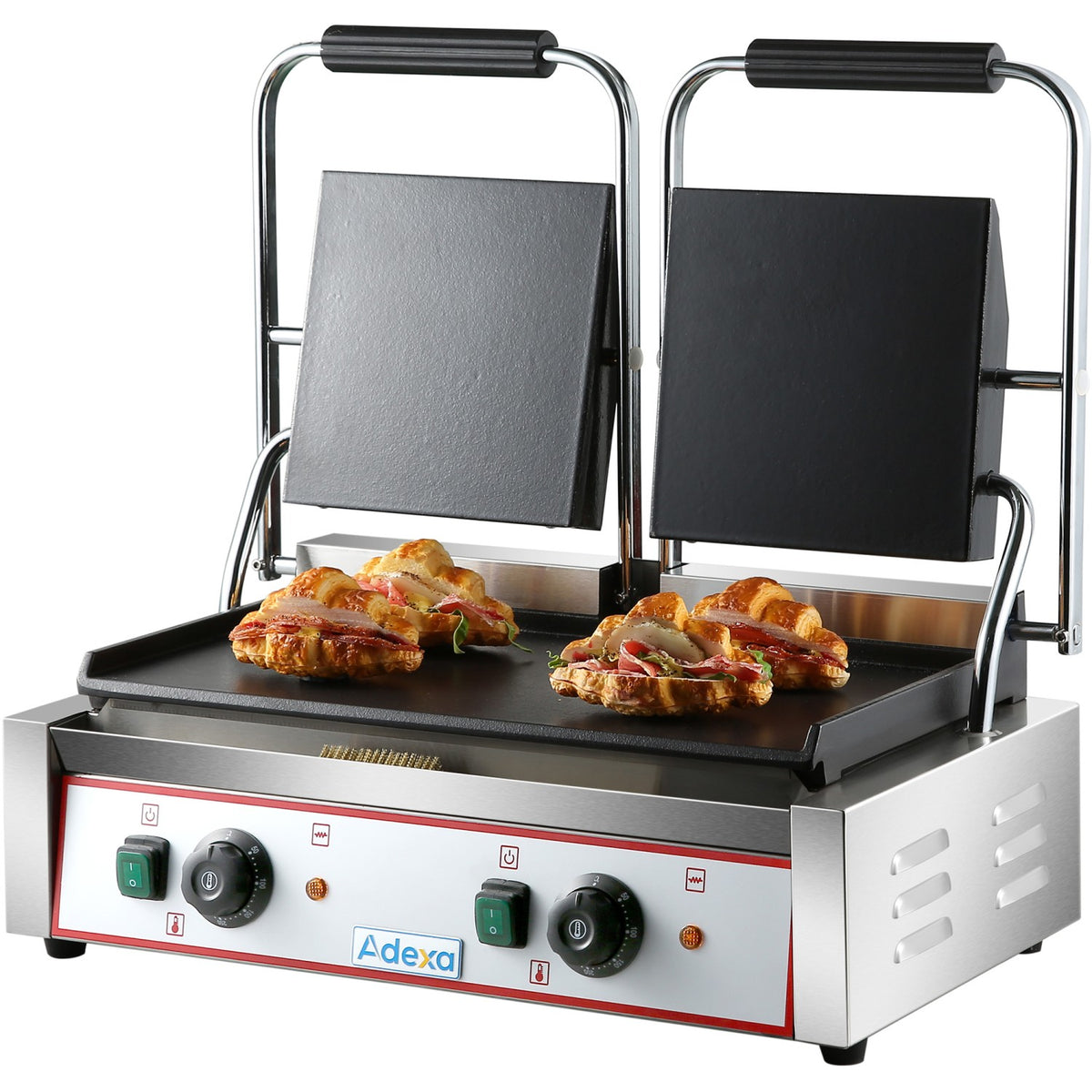 Heavy Duty Twin Panini Contact grill Smooth 3.6kW Dual Zone - HEG813B