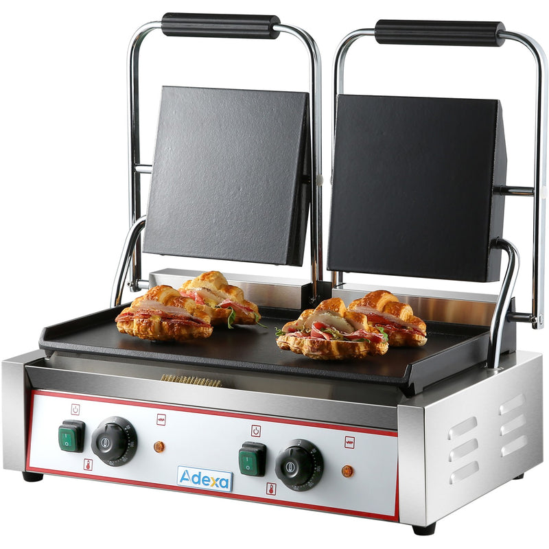 Heavy Duty Twin Panini Contact grill Smooth 3.6kW Dual Zone - HEG813B