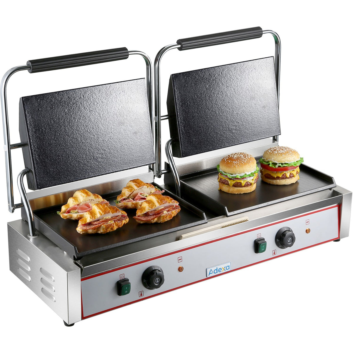 Heavy Duty Twin XL Panini Contact grill Smooth 4.4kW Dual Zone - HEG813EB