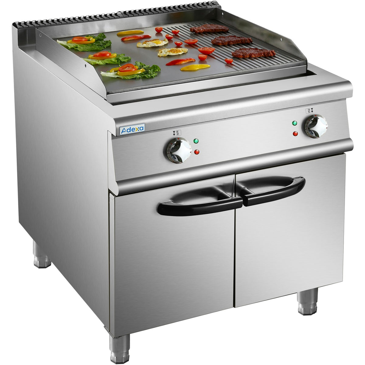 Professional Electric Griddle with Cabinet Base 12kW Smooth/Ribbed 900mm Depth - HER906A