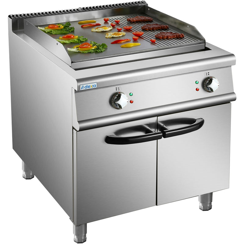Professional Electric Griddle with Cabinet Base 12kW Smooth/Ribbed 900mm Depth - HER906A