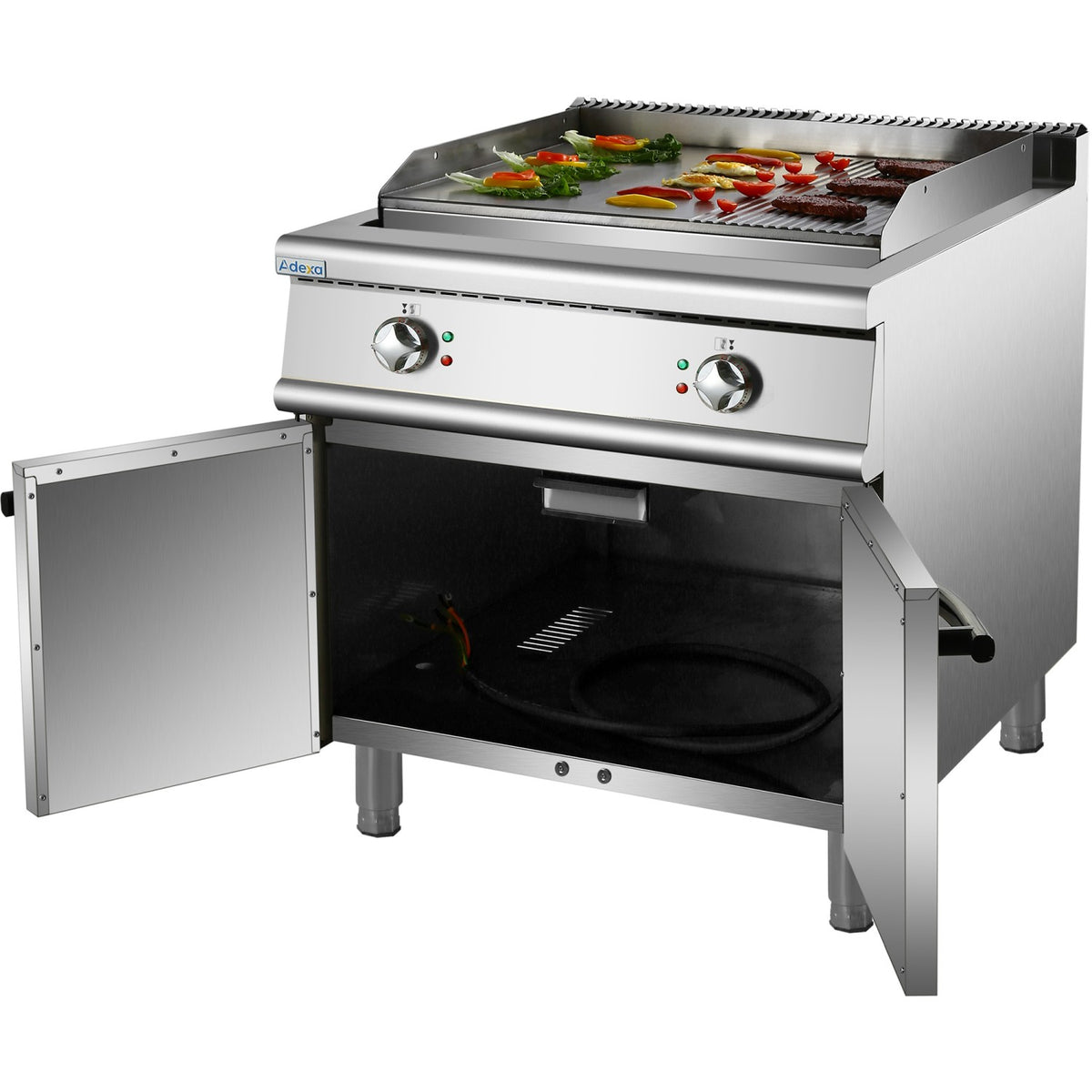 Professional Electric Griddle with Cabinet Base 12kW Smooth/Ribbed 900mm Depth - HER906A