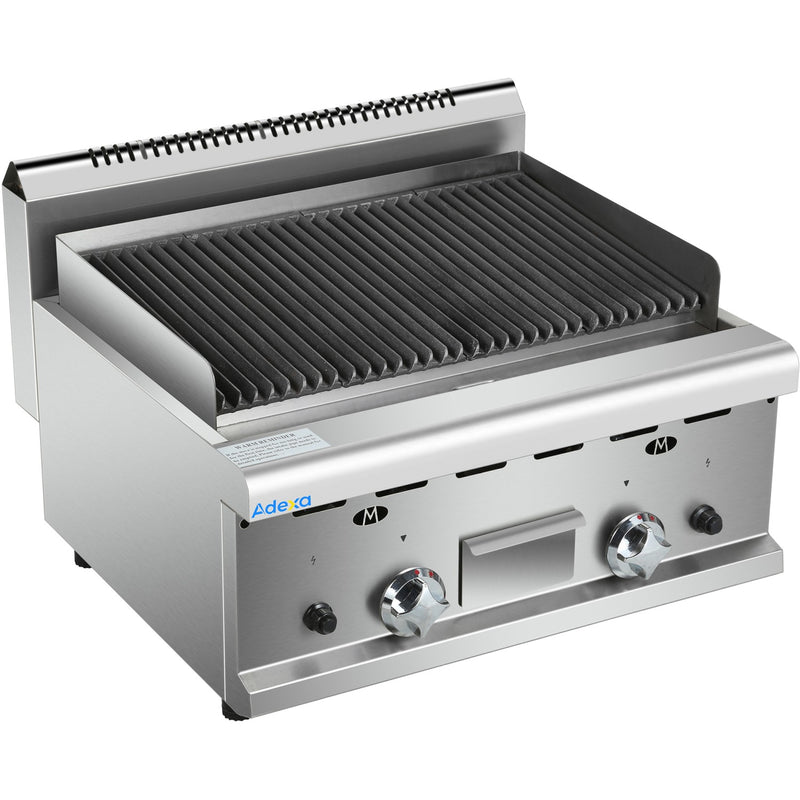 Commercial Gas Lava rock Grill 2 zones Countertop - HGL607