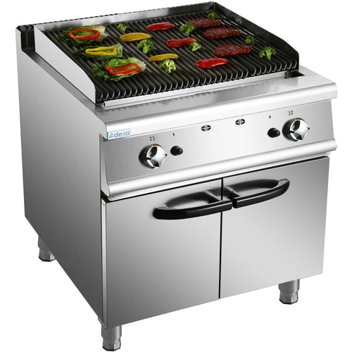 Professional Gas Lava Rock Grill with Cabinet Base 18kW 900mm Depth - HGL907
