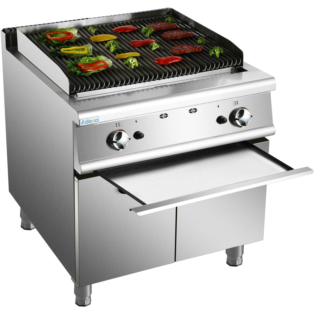 Professional Gas Lava Rock Grill with Cabinet Base 18kW 900mm Depth - HGL907