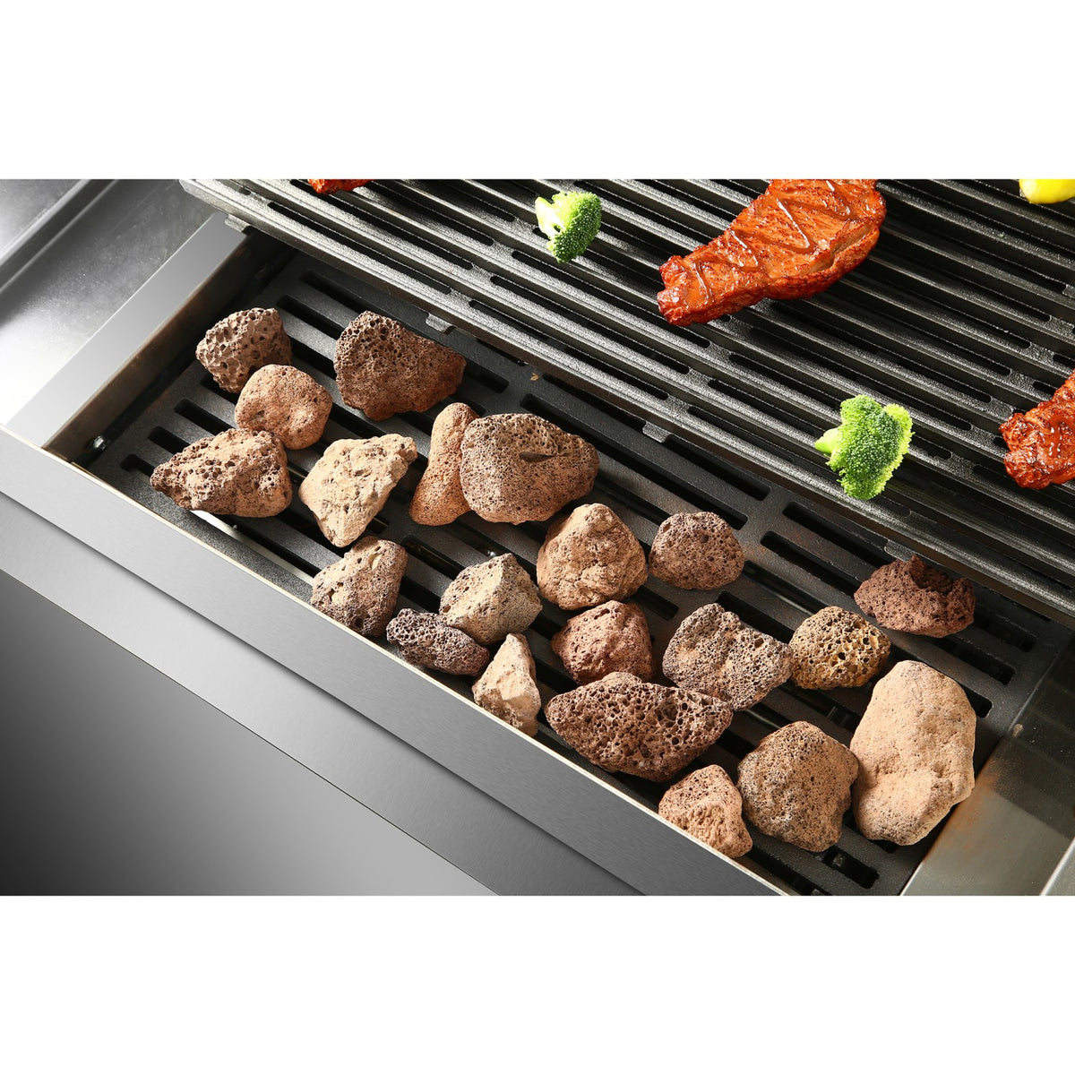 Professional Gas Lava Rock Grill with Cabinet Base 18kW 900mm Depth - HGL907