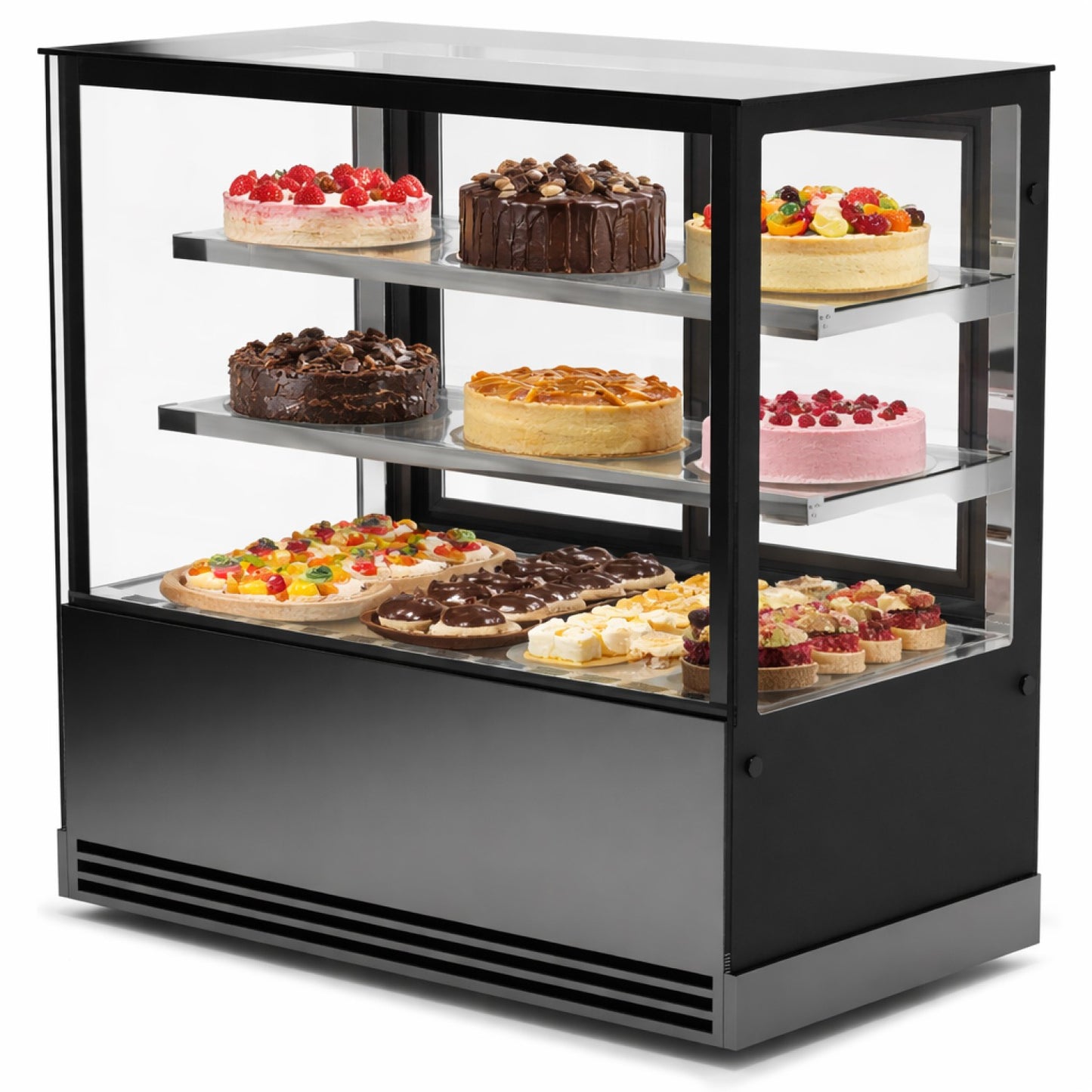 Cake Display Showcase 1000mm 2 Shelves Black - HL1000ER2B