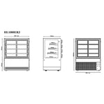 Cake Display Showcase 1000mm 3 Shelves Black & Stainless Steel - HL1000ER3